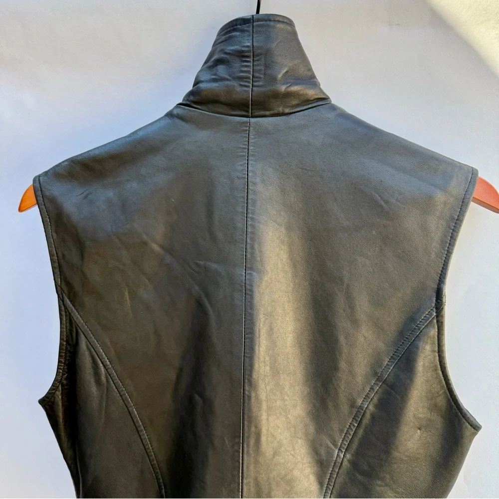 DKNY 90’s Vintage Black Leather Vest size 10 - Picture 10 of 10